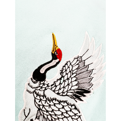 Swooping Crane Embroidered Crew Sweater