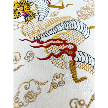 Dragon Embroidered Sand Gold Crew Sweater