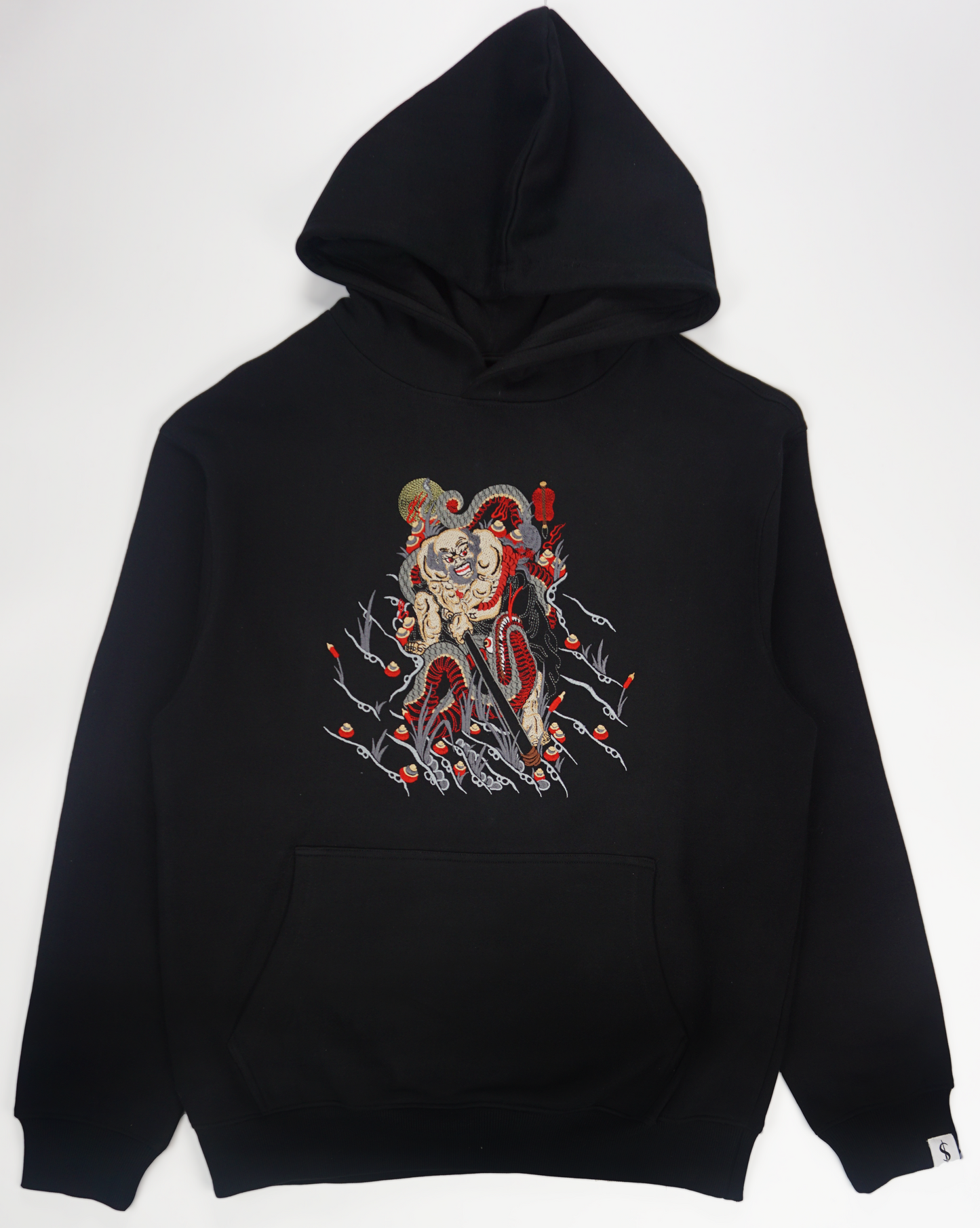 Monk Against Snake Embroidered Heavy Hoodie