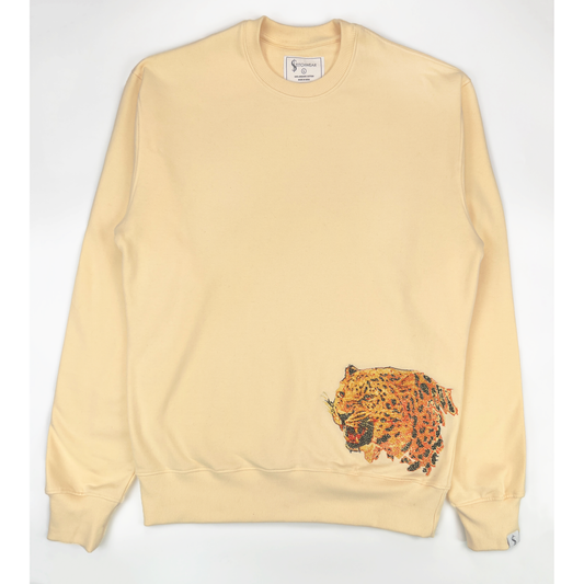 Cheetah Embroidered Crew Sweater