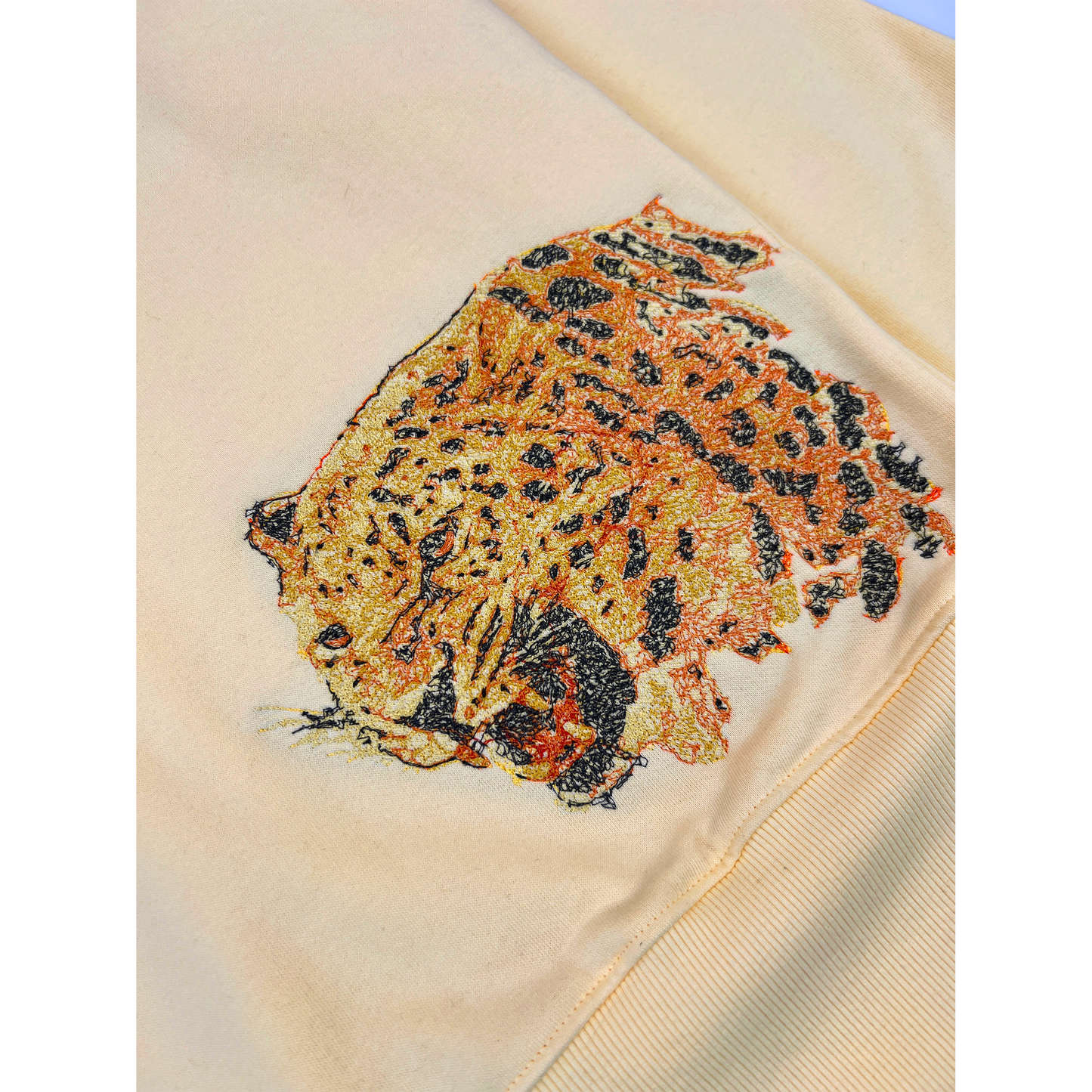 Cheetah Embroidered Crew Sweater