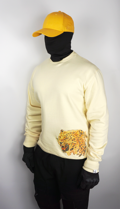 Cheetah Embroidered Crew Sweater