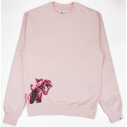 Pink Panther Embroidered Crew Sweater