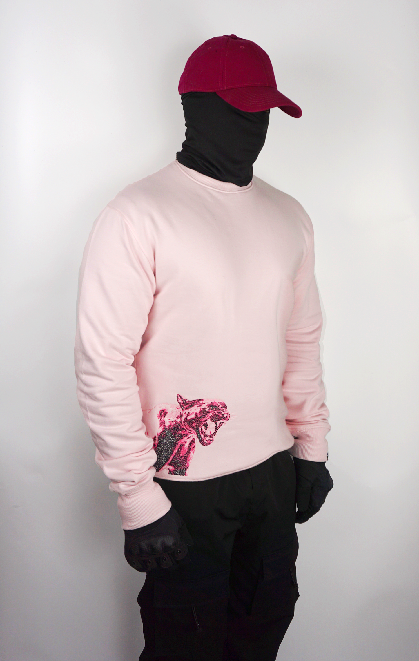 Pink Panther Embroidered Crew Sweater